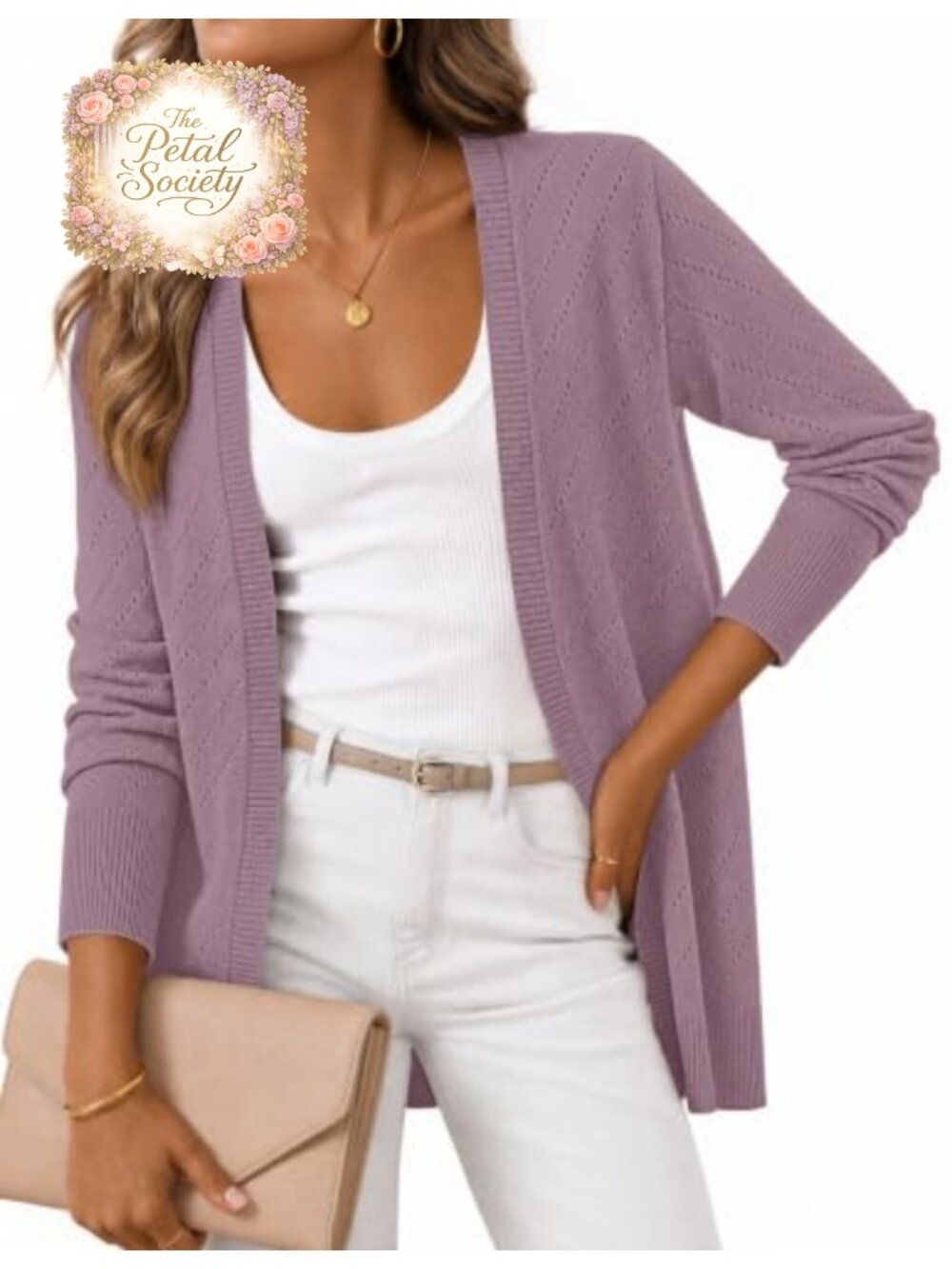 Women's Crochet Lightweight Open Front Cardigan Sweater